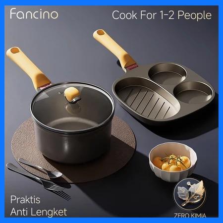 Fancino Set Wajan Kecil 3in1 & Panci Susu Titanium Anti Lengket Tanpa Lapisan Kimia Cocok Untuk Bayi Dan Keluarga