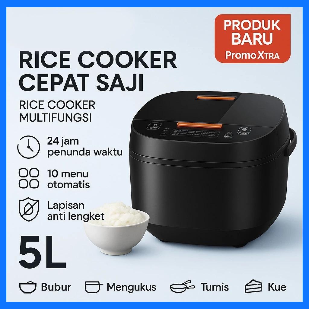 Rice Cooker Pintar 5L Kapasitas Besar Memasak Cepat Cerdas, Alat Masak Elektrik Praktis untuk Dapur Alat Masak Elektrik Praktis untuk
