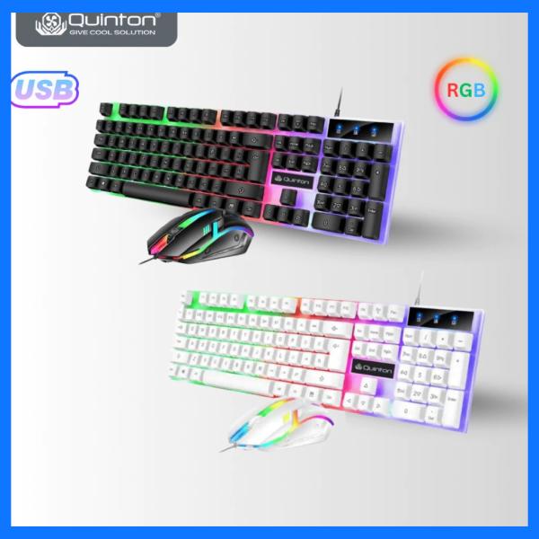 Quinton Keyboard combo mouse GAMING RGB USB wired full size 104Keys for desktop PC Laptop windows