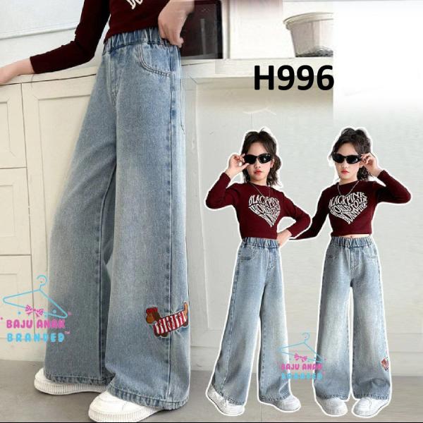 H996 Celana Kulot Jeans Anak Perempuan Tanggung
