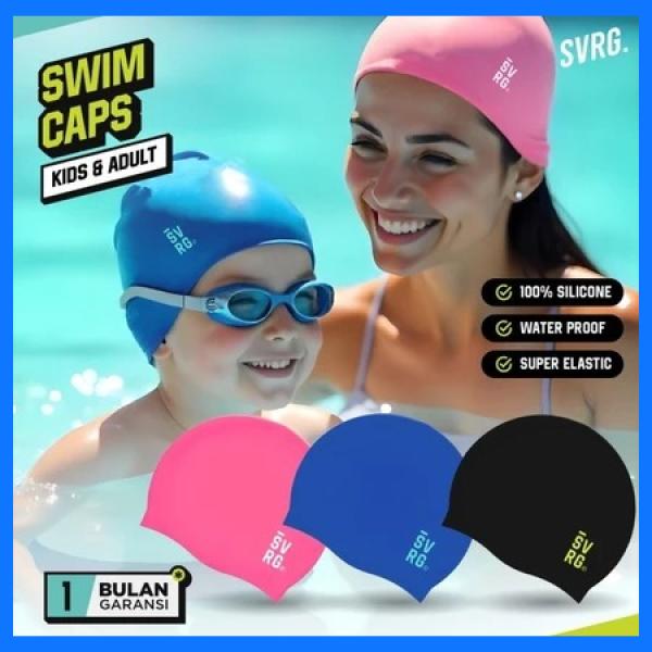 Swimming Cap - SVRG - Topi Renang Silikon Premium Anti Slip Waterproof Elastis untuk Dewasa & Anak